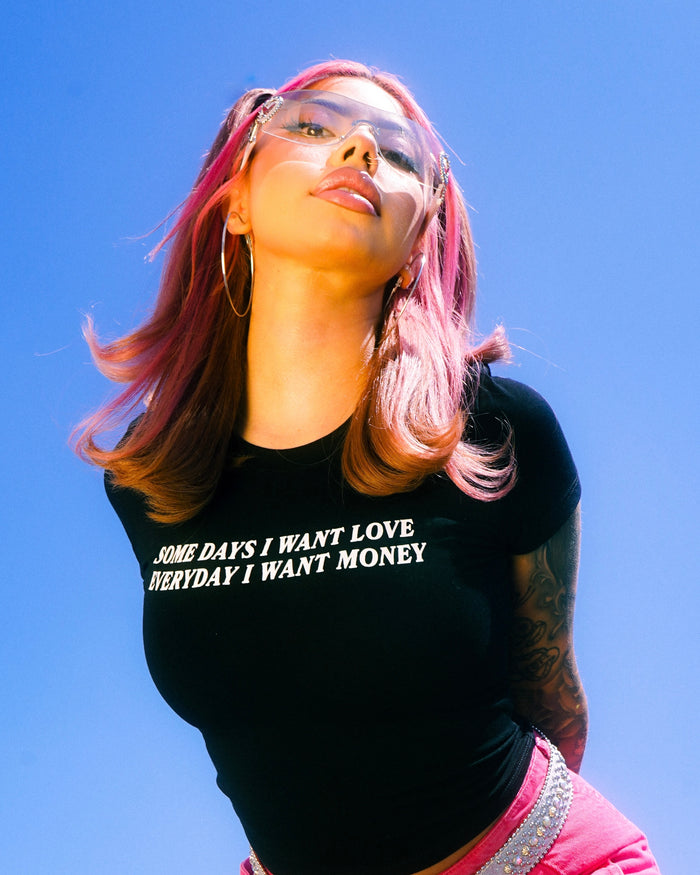 Some Days I Want Love Crop Tee - Black
